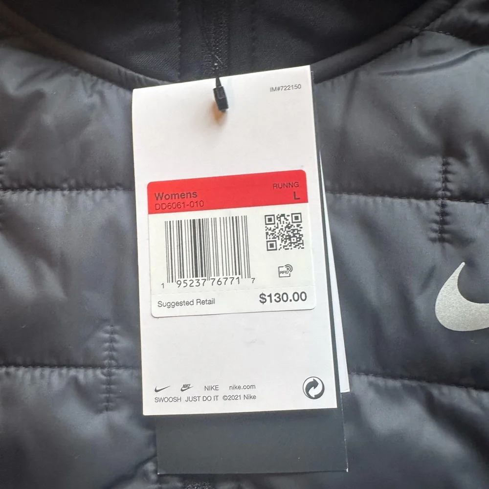 Nike Jacket Women L Black Therma-FIT Running Full Zip Thermal Puffer DD6061-010 - Picture 2 of 6